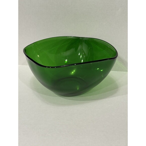 Vintage Vereco France ~Emerald Green Glass Serving/Salad Bowl ~Tempered Glass - Picture 8 of 10